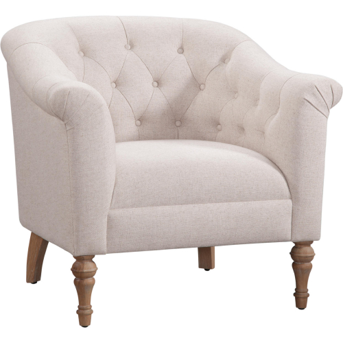 Emmy Accent Chair in Tufted Hardy Sand Fabric & Gray Wood